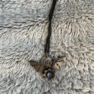 Lovely handmade sterling silver bat necklace with moonstone ✨